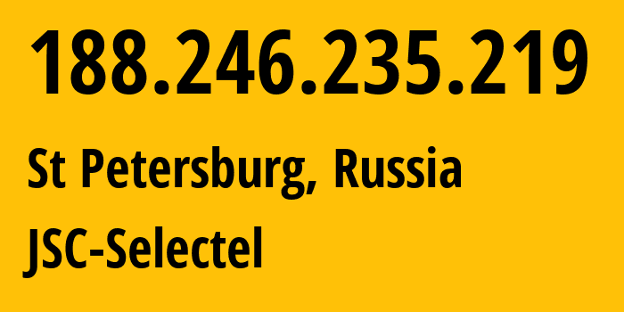 IP address 188.246.235.219 (St Petersburg, St.-Petersburg, Russia) get location, coordinates on map, ISP provider AS49505 JSC-Selectel // who is provider of ip address 188.246.235.219, whose IP address