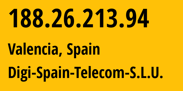 IP address 188.26.213.94 get location, coordinates on map, ISP provider AS57269 Digi-Spain-Telecom-S.L.U. // who is provider of ip address 188.26.213.94, whose IP address