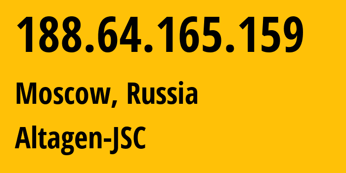 IP address 188.64.165.159 (Moscow, Moscow, Russia) get location, coordinates on map, ISP provider AS50473 Altagen-JSC // who is provider of ip address 188.64.165.159, whose IP address