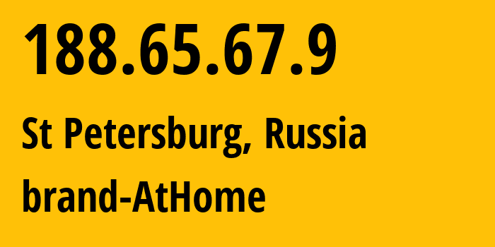 IP address 188.65.67.9 (St Petersburg, St.-Petersburg, Russia) get location, coordinates on map, ISP provider AS39102 brand-AtHome // who is provider of ip address 188.65.67.9, whose IP address