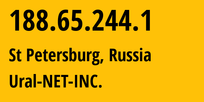 IP-адрес 188.65.244.1 (Санкт-Петербург, Санкт-Петербург, Россия) определить местоположение, координаты на карте, ISP провайдер AS16345 Ural-NET-INC. // кто провайдер айпи-адреса 188.65.244.1