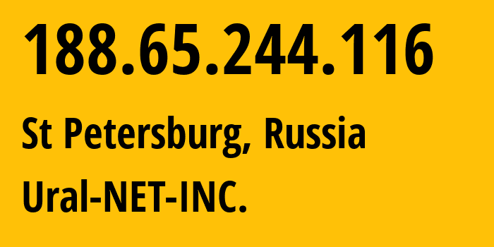 IP-адрес 188.65.244.116 (Санкт-Петербург, Санкт-Петербург, Россия) определить местоположение, координаты на карте, ISP провайдер AS16345 Ural-NET-INC. // кто провайдер айпи-адреса 188.65.244.116