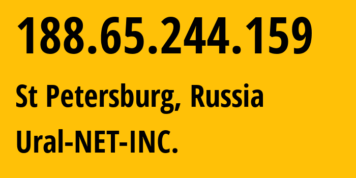 IP-адрес 188.65.244.159 (Санкт-Петербург, Санкт-Петербург, Россия) определить местоположение, координаты на карте, ISP провайдер AS16345 Ural-NET-INC. // кто провайдер айпи-адреса 188.65.244.159