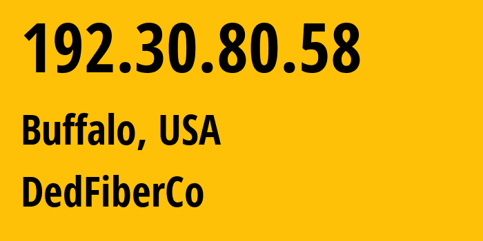 IP-адрес 192.30.80.58 (Буффало, Нью-Йорк, США) определить местоположение, координаты на карте, ISP провайдер AS16628 DedFiberCo // кто провайдер айпи-адреса 192.30.80.58