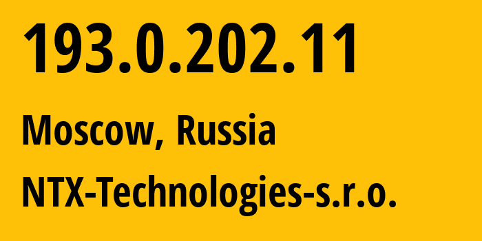 IP address 193.0.202.11 (Moscow, Moscow, Russia) get location, coordinates on map, ISP provider AS50113 NTX-Technologies-s.r.o. // who is provider of ip address 193.0.202.11, whose IP address