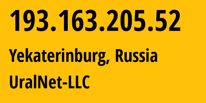 IP-адрес 193.163.205.52 (Екатеринбург, Свердловская Область, Россия) определить местоположение, координаты на карте, ISP провайдер AS208955 UralNet-LLC // кто провайдер айпи-адреса 193.163.205.52