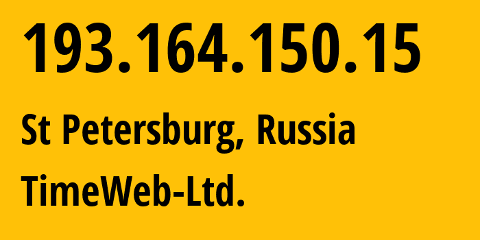 IP address 193.164.150.15 (St Petersburg, St.-Petersburg, Russia) get location, coordinates on map, ISP provider AS9123 TimeWeb-Ltd. // who is provider of ip address 193.164.150.15, whose IP address