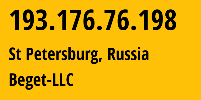 IP address 193.176.76.198 (St Petersburg, St.-Petersburg, Russia) get location, coordinates on map, ISP provider AS198610 Beget-LLC // who is provider of ip address 193.176.76.198, whose IP address