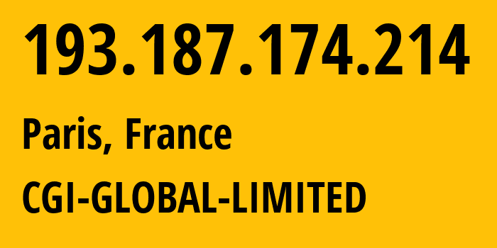 IP address 193.187.174.214 (Paris, Île-de-France, France) get location, coordinates on map, ISP provider AS56971 CGI-GLOBAL-LIMITED // who is provider of ip address 193.187.174.214, whose IP address