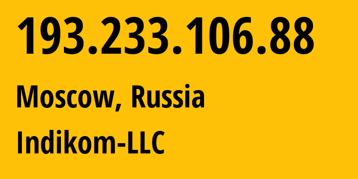 IP address 193.233.106.88 (Moscow, Moscow, Russia) get location, coordinates on map, ISP provider AS59584 Indikom-LLC // who is provider of ip address 193.233.106.88, whose IP address