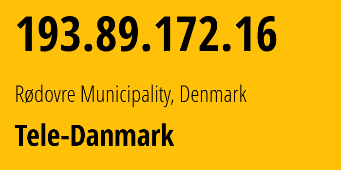 IP address 193.89.172.16 get location, coordinates on map, ISP provider AS3292 Tele-Danmark // who is provider of ip address 193.89.172.16, whose IP address