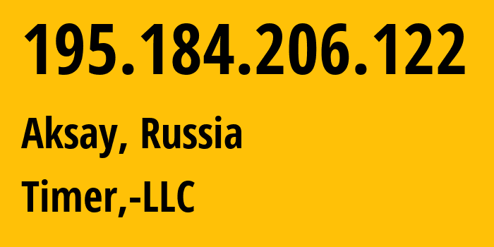 IP-адрес 195.184.206.122 (Аксай, Ростовская Область, Россия) определить местоположение, координаты на карте, ISP провайдер AS41039 Timer,-LLC // кто провайдер айпи-адреса 195.184.206.122