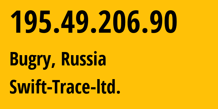 IP address 195.49.206.90 (Bugry, Leningrad Oblast, Russia) get location, coordinates on map, ISP provider AS12507 Swift-Trace-ltd. // who is provider of ip address 195.49.206.90, whose IP address