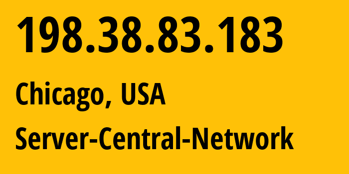 IP address 198.38.83.183 (Chicago, Illinois, USA) get location, coordinates on map, ISP provider AS23352 Server-Central-Network // who is provider of ip address 198.38.83.183, whose IP address