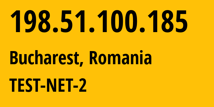 IP-адрес 198.51.100.185 (Бухарест, București, Румыния) определить местоположение, координаты на карте, ISP провайдер AS TEST-NET-2 // кто провайдер айпи-адреса 198.51.100.185