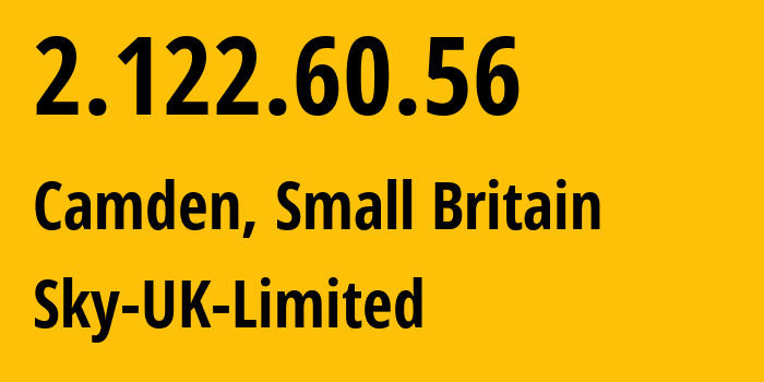 IP-адрес 2.122.60.56 (Camden, Англия, Мелкобритания) определить местоположение, координаты на карте, ISP провайдер AS5607 Sky-UK-Limited // кто провайдер айпи-адреса 2.122.60.56