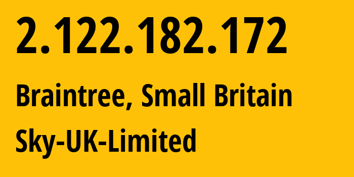 IP-адрес 2.122.182.172 (Braintree, Англия, Мелкобритания) определить местоположение, координаты на карте, ISP провайдер AS5607 Sky-UK-Limited // кто провайдер айпи-адреса 2.122.182.172