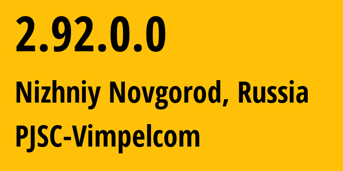 IP-адрес 2.92.0.0 (Москва, Москва, Россия) определить местоположение, координаты на карте, ISP провайдер AS8402 PJSC-Vimpelcom // кто провайдер айпи-адреса 2.92.0.0