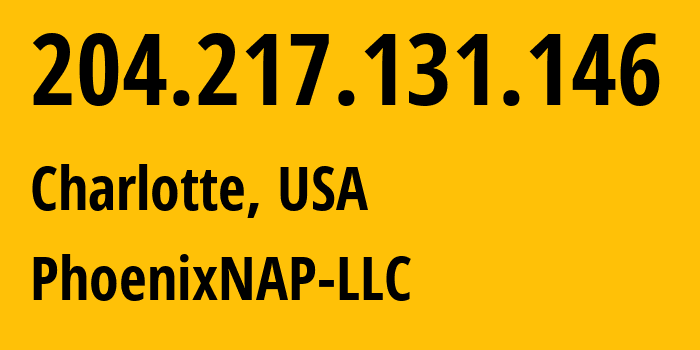 IP-адрес 204.217.131.146 (Шарлотт, Северная Каролина, США) определить местоположение, координаты на карте, ISP провайдер AS11572 PhoenixNAP-LLC // кто провайдер айпи-адреса 204.217.131.146