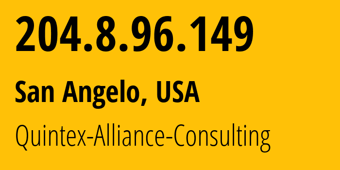 IP-адрес 204.8.96.149 (Сан-Анджело, Техас, США) определить местоположение, координаты на карте, ISP провайдер AS62744 Quintex-Alliance-Consulting // кто провайдер айпи-адреса 204.8.96.149