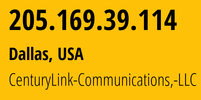 IP address 205.169.39.114 (Engelhard, North Carolina, USA) get location, coordinates on map, ISP provider AS209 CenturyLink-Communications,-LLC // who is provider of ip address 205.169.39.114, whose IP address