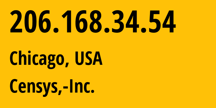 IP-адрес 206.168.34.54 (Чикаго, Иллинойс, США) определить местоположение, координаты на карте, ISP провайдер AS398324 Censys,-Inc. // кто провайдер айпи-адреса 206.168.34.54