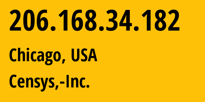 IP address 206.168.34.182 (Chicago, Illinois, USA) get location, coordinates on map, ISP provider AS398324 Censys,-Inc. // who is provider of ip address 206.168.34.182, whose IP address