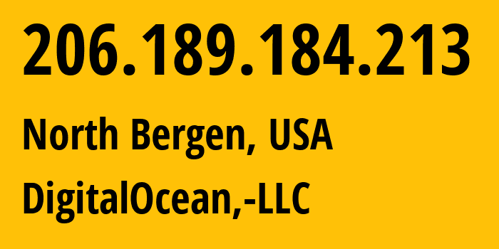 IP address 206.189.184.213 (North Bergen, New Jersey, USA) get location, coordinates on map, ISP provider AS14061 DigitalOcean,-LLC // who is provider of ip address 206.189.184.213, whose IP address