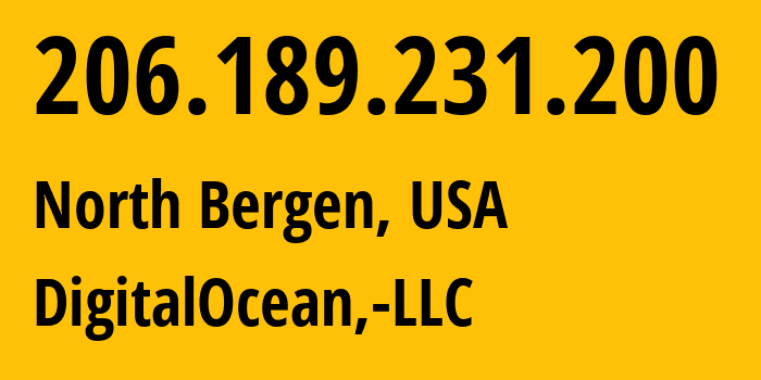 IP address 206.189.231.200 (North Bergen, New Jersey, USA) get location, coordinates on map, ISP provider AS14061 DigitalOcean,-LLC // who is provider of ip address 206.189.231.200, whose IP address