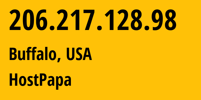 IP address 206.217.128.98 (Buffalo, New York, USA) get location, coordinates on map, ISP provider AS36352 HostPapa // who is provider of ip address 206.217.128.98, whose IP address