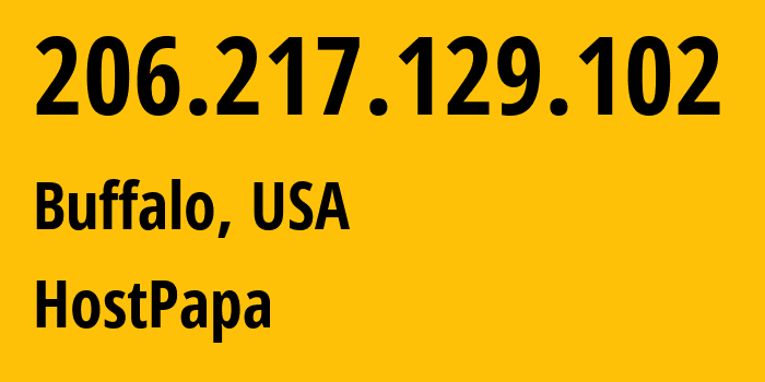 IP address 206.217.129.102 (Buffalo, New York, USA) get location, coordinates on map, ISP provider AS36352 HostPapa // who is provider of ip address 206.217.129.102, whose IP address