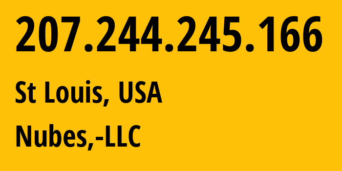 IP address 207.244.245.166 (St Louis, Missouri, USA) get location, coordinates on map, ISP provider AS40021 Nubes,-LLC // who is provider of ip address 207.244.245.166, whose IP address