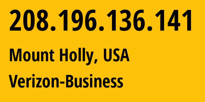 IP-адрес 208.196.136.141 (Mount Holly, Нью-Джерси, США) определить местоположение, координаты на карте, ISP провайдер AS13347 Verizon-Business // кто провайдер айпи-адреса 208.196.136.141