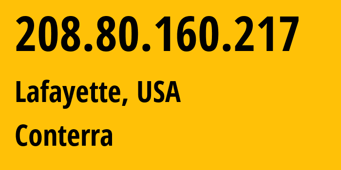 IP-адрес 208.80.160.217 (Лафайет, Луизиана, США) определить местоположение, координаты на карте, ISP провайдер AS32505 Conterra // кто провайдер айпи-адреса 208.80.160.217