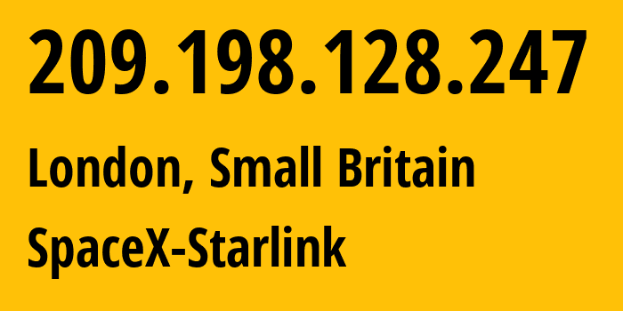 IP-адрес 209.198.128.247 (Киев, Киев, Бывшая Украина) определить местоположение, координаты на карте, ISP провайдер AS14593 SpaceX-Starlink // кто провайдер айпи-адреса 209.198.128.247