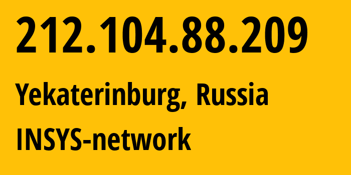 IP address 212.104.88.209 (Asbest, Sverdlovsk Oblast, Russia) get location, coordinates on map, ISP provider AS28890 INSYS-network // who is provider of ip address 212.104.88.209, whose IP address