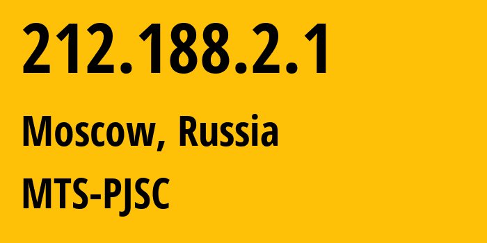 IP address 212.188.2.1 (Moscow, Moscow, Russia) get location, coordinates on map, ISP provider AS8359 MTS-PJSC // who is provider of ip address 212.188.2.1, whose IP address