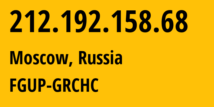 IP address 212.192.158.68 (Moscow, Moscow, Russia) get location, coordinates on map, ISP provider AS61280 FGUP-GRCHC // who is provider of ip address 212.192.158.68, whose IP address