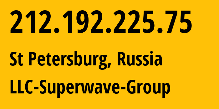 IP address 212.192.225.75 (St Petersburg, St.-Petersburg, Russia) get location, coordinates on map, ISP provider AS61259 LLC-Superwave-Group // who is provider of ip address 212.192.225.75, whose IP address