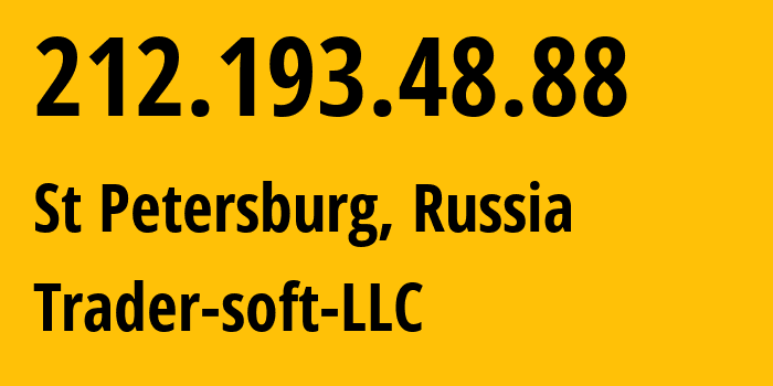 IP address 212.193.48.88 (St Petersburg, St.-Petersburg, Russia) get location, coordinates on map, ISP provider AS201848 Trader-soft-LLC // who is provider of ip address 212.193.48.88, whose IP address