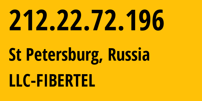 IP address 212.22.72.196 (St Petersburg, St.-Petersburg, Russia) get location, coordinates on map, ISP provider AS209655 LLC-FIBERTEL // who is provider of ip address 212.22.72.196, whose IP address