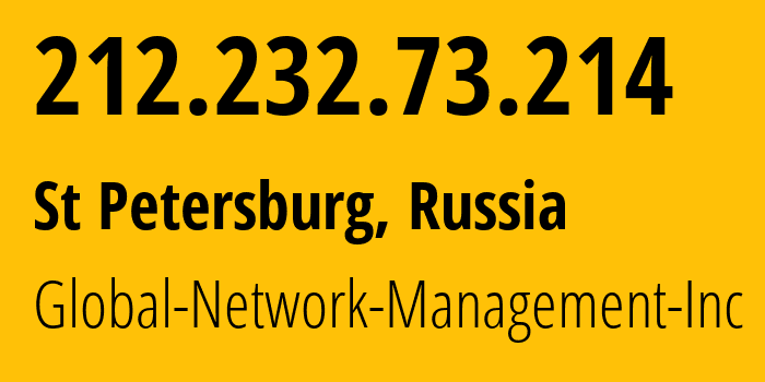 IP-адрес 212.232.73.214 (Санкт-Петербург, Санкт-Петербург, Россия) определить местоположение, координаты на карте, ISP провайдер AS39102 Global-Network-Management-Inc // кто провайдер айпи-адреса 212.232.73.214