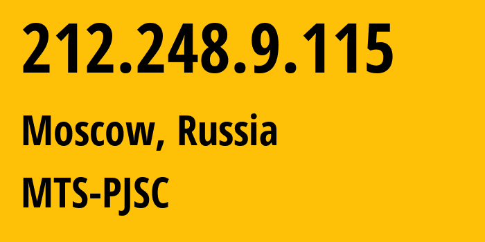 IP address 212.248.9.115 (Moscow, Moscow, Russia) get location, coordinates on map, ISP provider AS8359 MTS-PJSC // who is provider of ip address 212.248.9.115, whose IP address