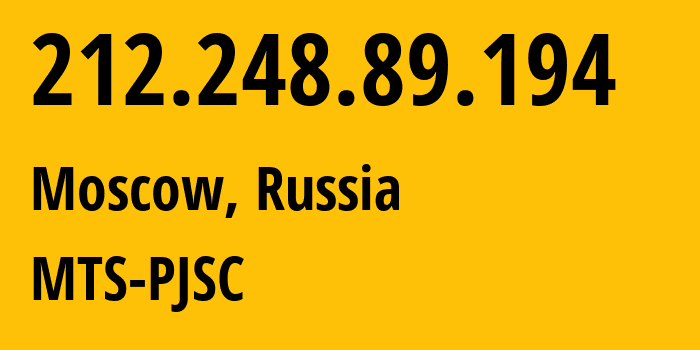 IP address 212.248.89.194 (Moscow, Moscow, Russia) get location, coordinates on map, ISP provider AS8359 MTS-PJSC // who is provider of ip address 212.248.89.194, whose IP address