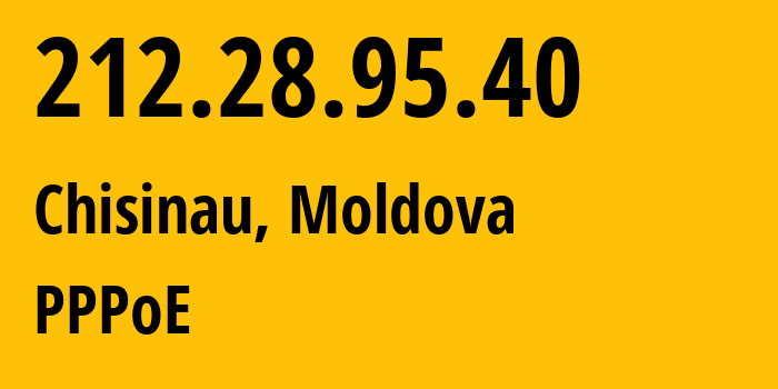 IP-адрес 212.28.95.40 (Кишинёв, Кишинёв, Молдавия) определить местоположение, координаты на карте, ISP провайдер AS15836 PPPoE // кто провайдер айпи-адреса 212.28.95.40