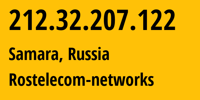 IP-адрес 212.32.207.122 (Самара, Самарская Область, Россия) определить местоположение, координаты на карте, ISP провайдер AS12389 Rostelecom-networks // кто провайдер айпи-адреса 212.32.207.122