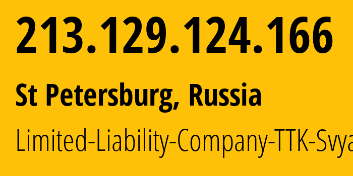 IP address 213.129.124.166 (St Petersburg, St.-Petersburg, Russia) get location, coordinates on map, ISP provider AS15774 Limited-Liability-Company-TTK-Svyaz // who is provider of ip address 213.129.124.166, whose IP address