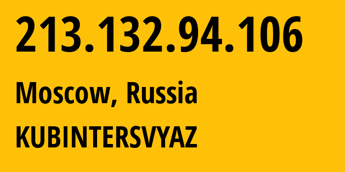 IP address 213.132.94.106 get location, coordinates on map, ISP provider AS12543 KUBINTERSVYAZ // who is provider of ip address 213.132.94.106, whose IP address