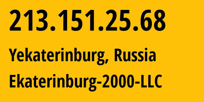 IP-адрес 213.151.25.68 (Екатеринбург, Свердловская Область, Россия) определить местоположение, координаты на карте, ISP провайдер AS31499 Ekaterinburg-2000-LLC // кто провайдер айпи-адреса 213.151.25.68