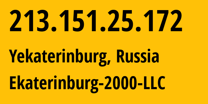 IP-адрес 213.151.25.172 (Екатеринбург, Свердловская Область, Россия) определить местоположение, координаты на карте, ISP провайдер AS31499 Ekaterinburg-2000-LLC // кто провайдер айпи-адреса 213.151.25.172